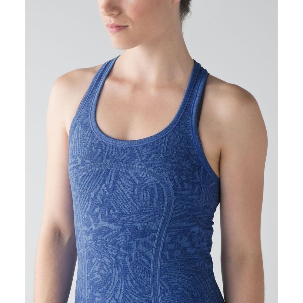 Lululemon Swiftly Tech Racerback Heathered Harbor Blue Top Women's Size 4